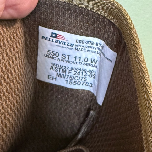 Belleville USMC Hot Weather Steel Toe Boots 550ST Brown Leather Size 11 W - Picture 6 of 9